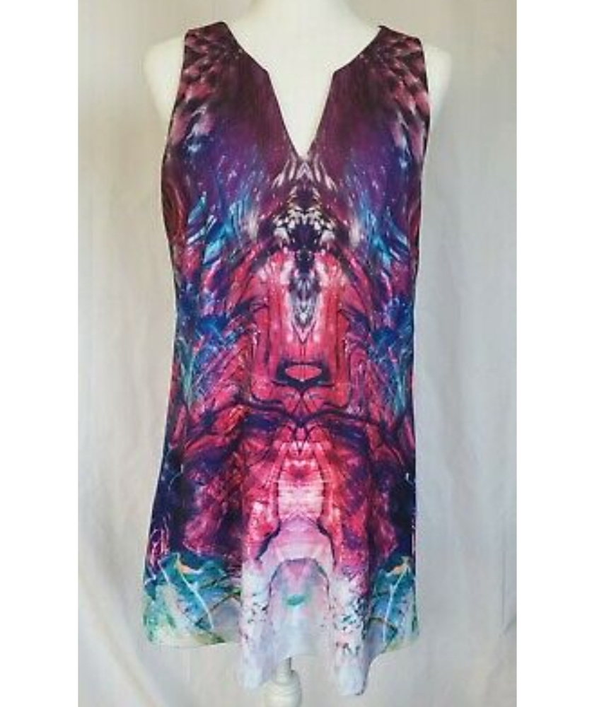 Anthropologie Multicolor Watercolor Mirror Dress M - Picture 1 of 5